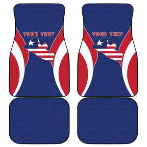 Personalised Afro Liberia Car Mats Coat Of Arms With Flag Map - African Pattern