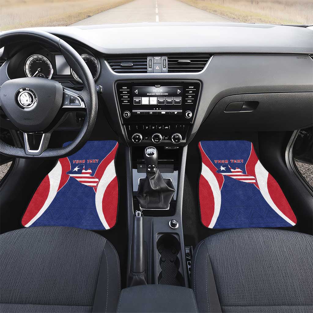 Personalised Afro Liberia Car Mats Coat Of Arms With Flag Map - African Pattern