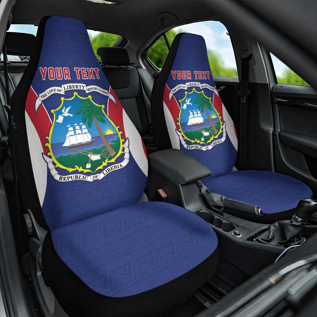 Personalised Afro Liberia Car Seat Cover Coat Of Arms With Flag Map - African Pattern