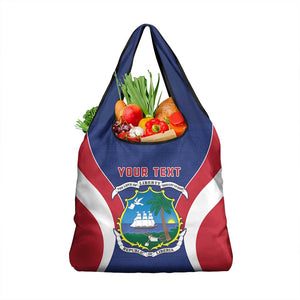 Personalised Afro Liberia Grocery Bag Coat Of Arms With Flag Map - African Pattern