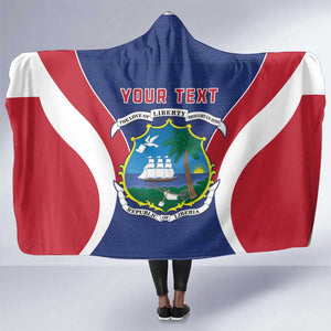 Personalised Afro Liberia Hooded Blanket Coat Of Arms With Flag Map - African Pattern