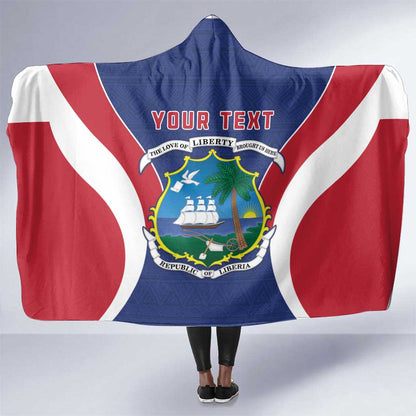 Personalised Afro Liberia Hooded Blanket Coat Of Arms With Flag Map - African Pattern