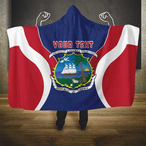 Personalised Afro Liberia Hooded Blanket Coat Of Arms With Flag Map - African Pattern