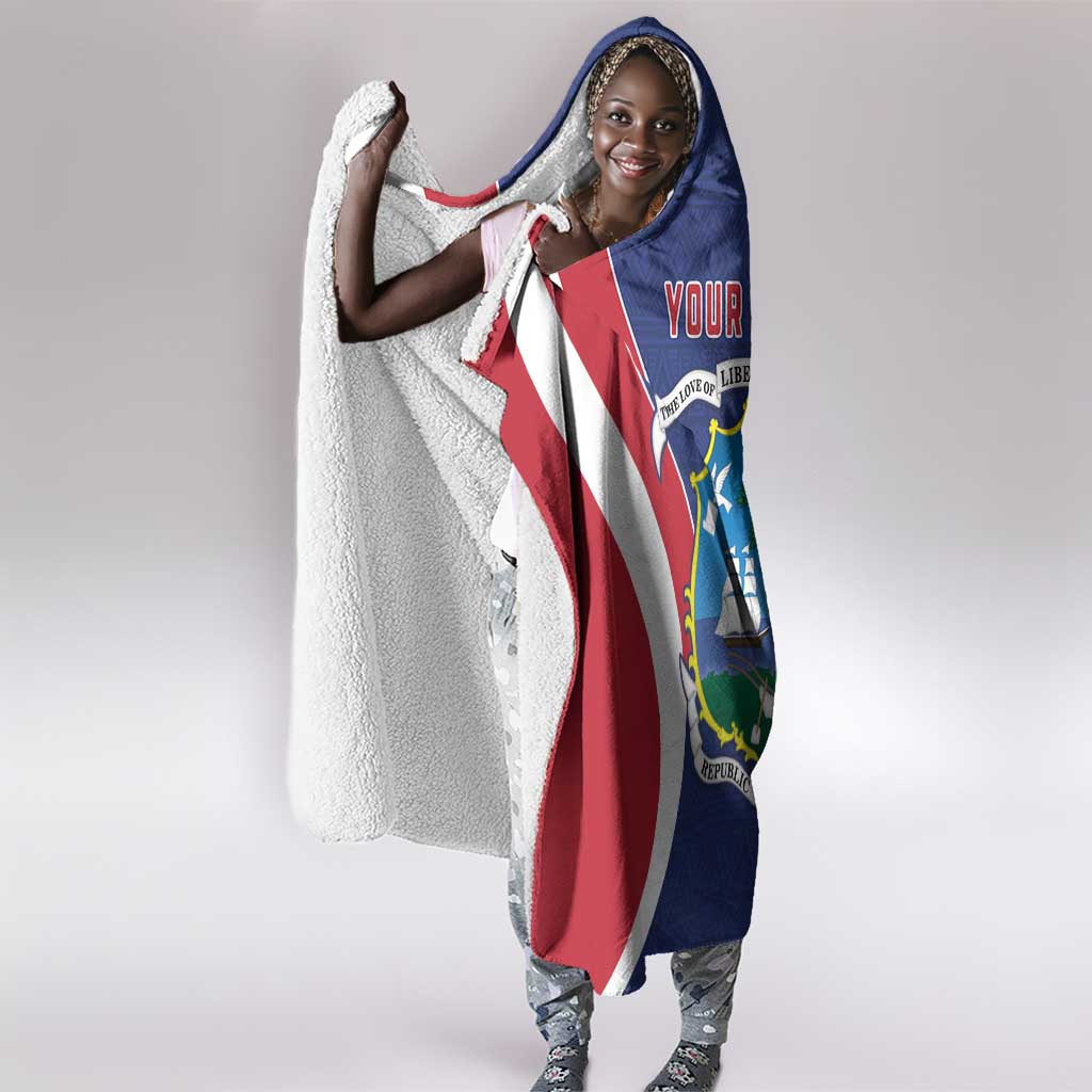 Personalised Afro Liberia Hooded Blanket Coat Of Arms With Flag Map - African Pattern