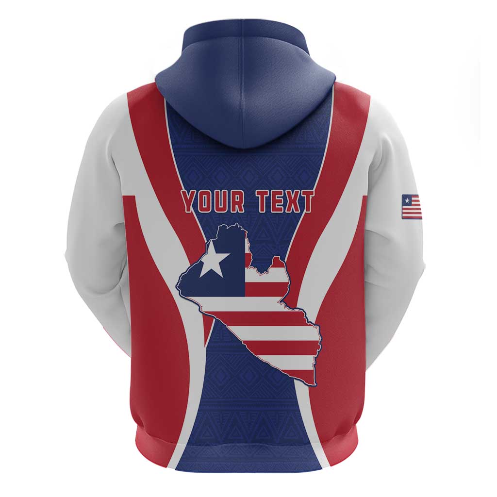 Personalised Afro Liberia Hoodie Coat Of Arms With Flag Map - African Pattern
