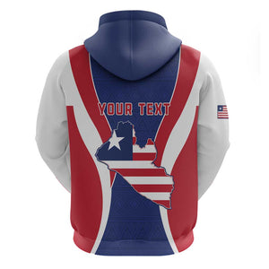 Personalised Afro Liberia Hoodie Coat Of Arms With Flag Map - African Pattern
