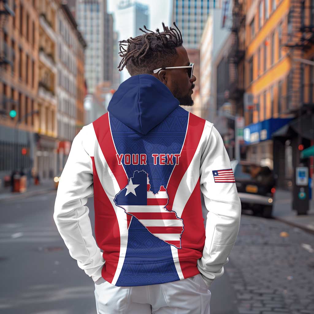 Personalised Afro Liberia Hoodie Coat Of Arms With Flag Map - African Pattern