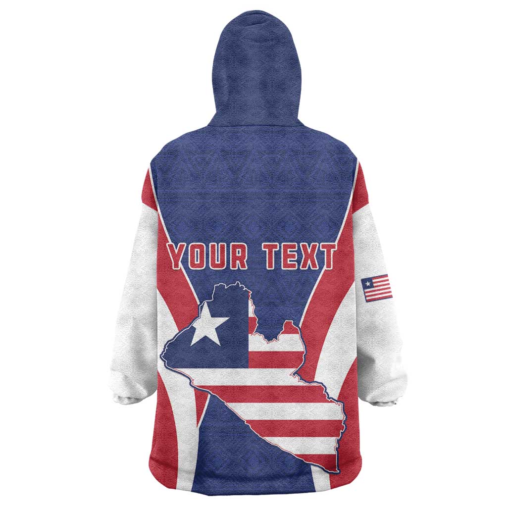 Personalised Afro Liberia Kid Wearable Blanket Hoodie Coat Of Arms With Flag Map - African Pattern