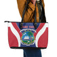 Personalised Afro Liberia Leather Tote Bag Coat Of Arms With Flag Map - African Pattern