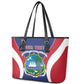 Personalised Afro Liberia Leather Tote Bag Coat Of Arms With Flag Map - African Pattern