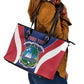 Personalised Afro Liberia Leather Tote Bag Coat Of Arms With Flag Map - African Pattern
