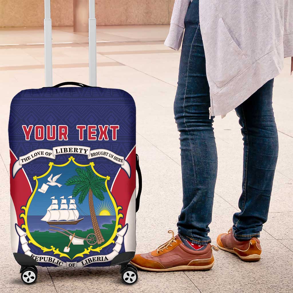 Personalised Afro Liberia Luggage Cover Coat Of Arms With Flag Map - African Pattern