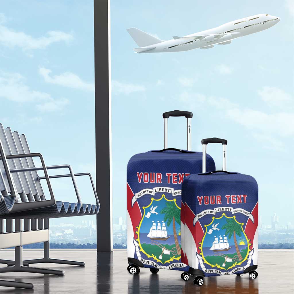 Personalised Afro Liberia Luggage Cover Coat Of Arms With Flag Map - African Pattern