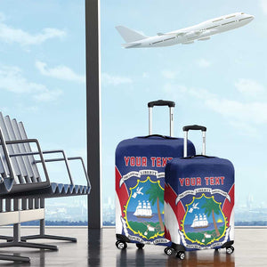 Personalised Afro Liberia Luggage Cover Coat Of Arms With Flag Map - African Pattern
