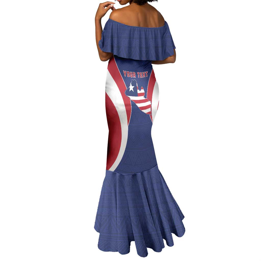 Personalised Afro Liberia Mermaid Dress Coat Of Arms With Flag Map - African Pattern