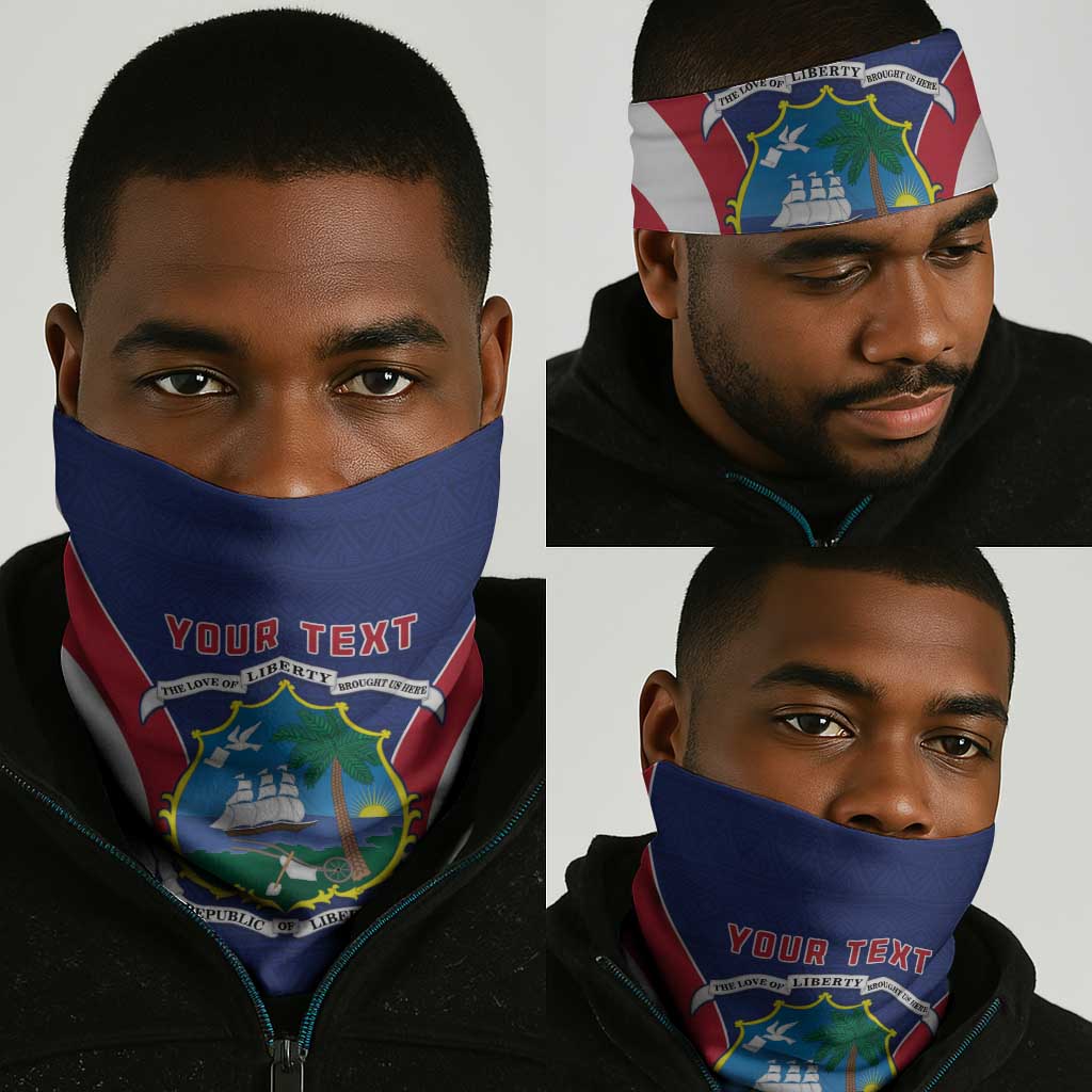 Afro Liberia Neck Gaiter Coat Of Arms With Flag Map - African Pattern - African Pride