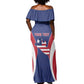 Personalised Afro Liberia Off Shoulder Maxi Dress Coat Of Arms With Flag Map - African Pattern