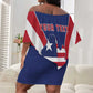 Personalised Afro Liberia Off Shoulder Short Dress Coat Of Arms With Flag Map - African Pattern