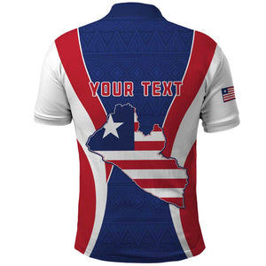 Personalised Afro Liberia Polo Shirt Coat Of Arms With Flag Map - African Pattern
