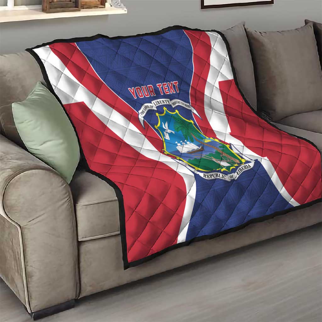 Personalised Afro Liberia Quilt Coat Of Arms With Flag Map - African Pattern