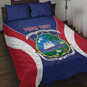 Personalised Afro Liberia Quilt Bed Set Coat Of Arms With Flag Map - African Pattern