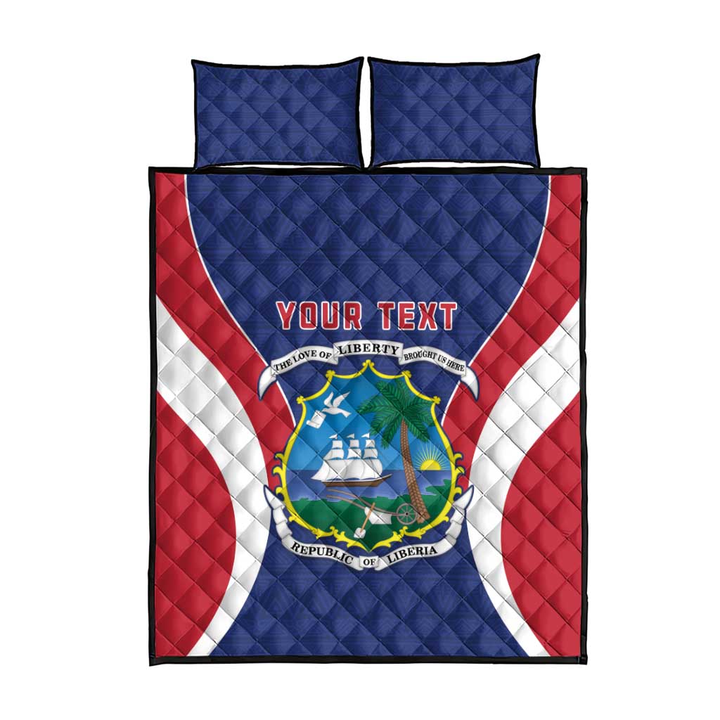 Personalised Afro Liberia Quilt Bed Set Coat Of Arms With Flag Map - African Pattern