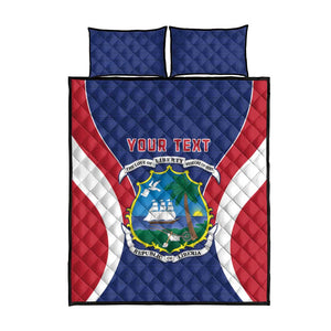 Personalised Afro Liberia Quilt Bed Set Coat Of Arms With Flag Map - African Pattern