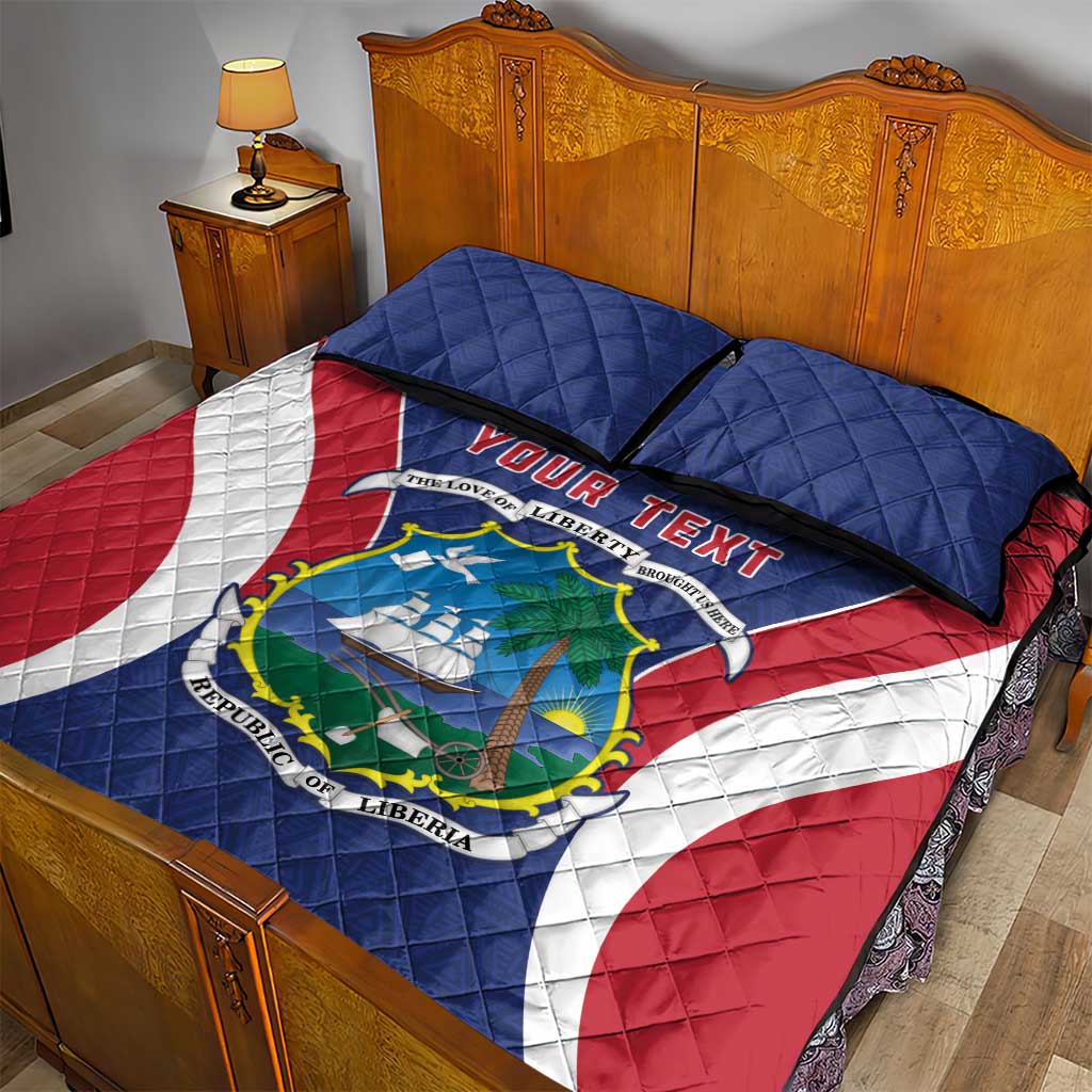 Personalised Afro Liberia Quilt Bed Set Coat Of Arms With Flag Map - African Pattern
