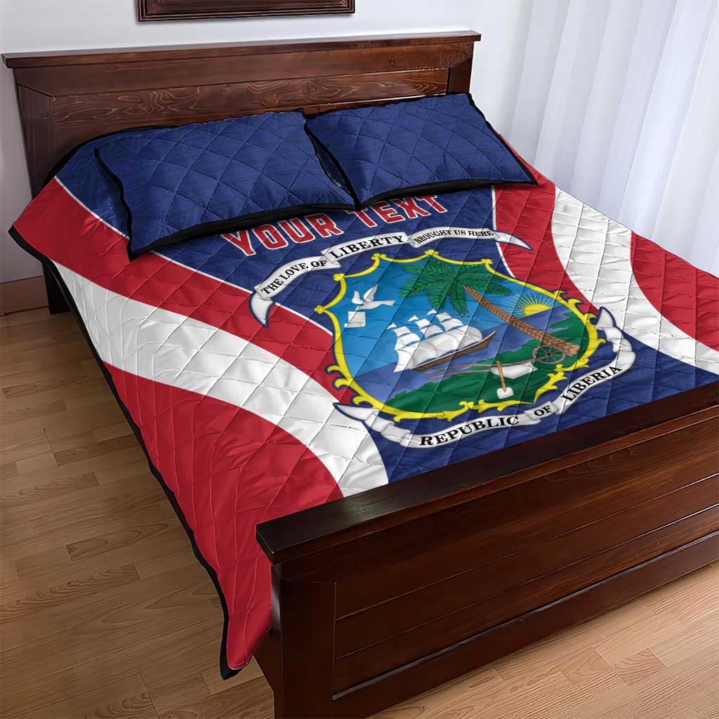 Personalised Afro Liberia Quilt Bed Set Coat Of Arms With Flag Map - African Pattern