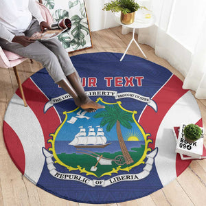 Personalised Afro Liberia Round Carpet Coat Of Arms With Flag Map - African Pattern