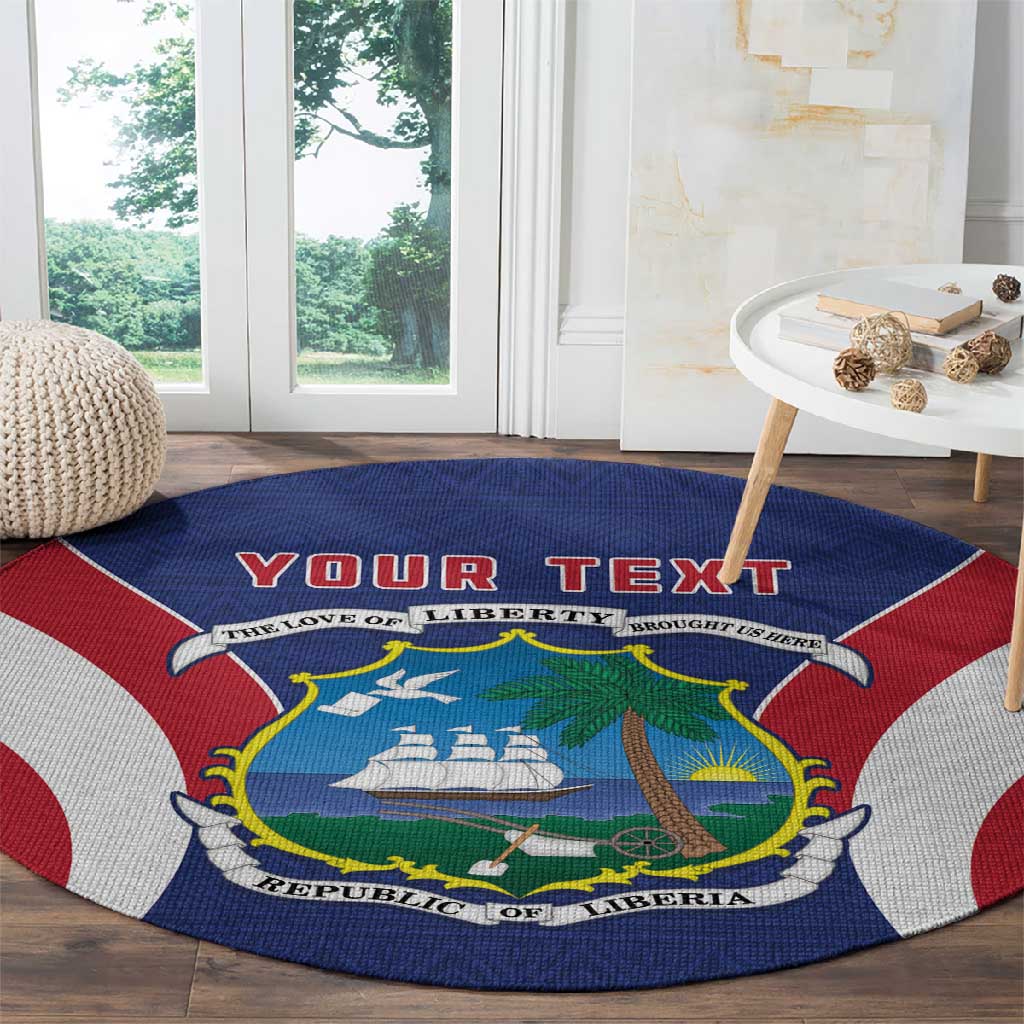 Personalised Afro Liberia Round Carpet Coat Of Arms With Flag Map - African Pattern