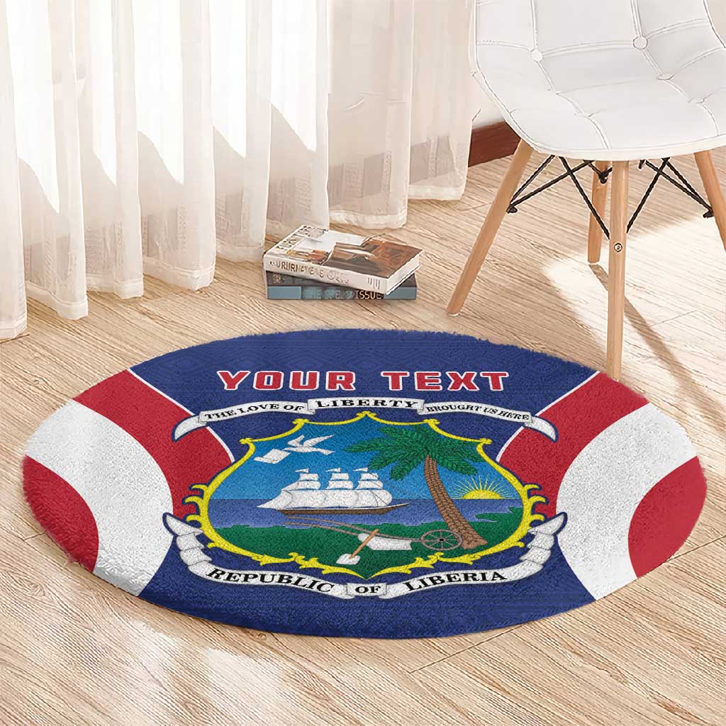 Personalised Afro Liberia Round Carpet Coat Of Arms With Flag Map - African Pattern