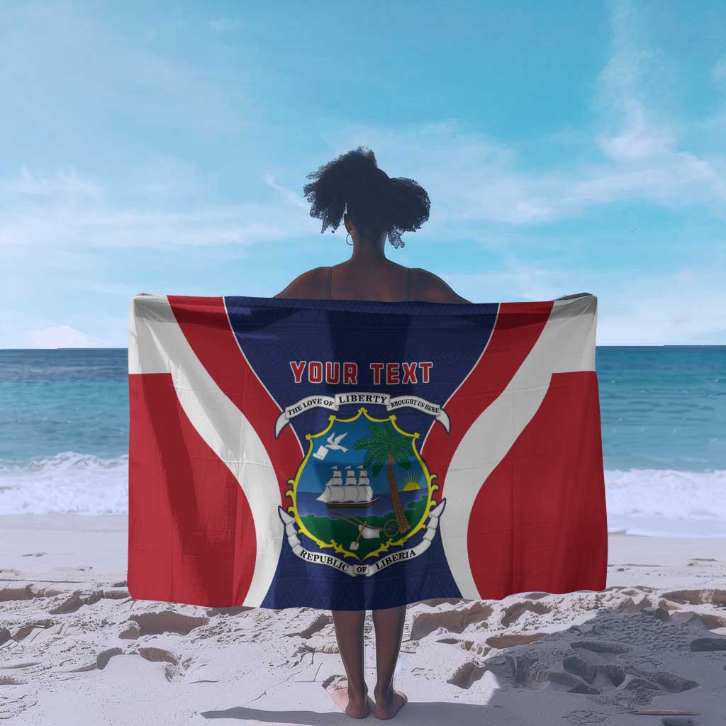 Personalised Afro Liberia Sarong Coat Of Arms With Flag Map - African Pattern
