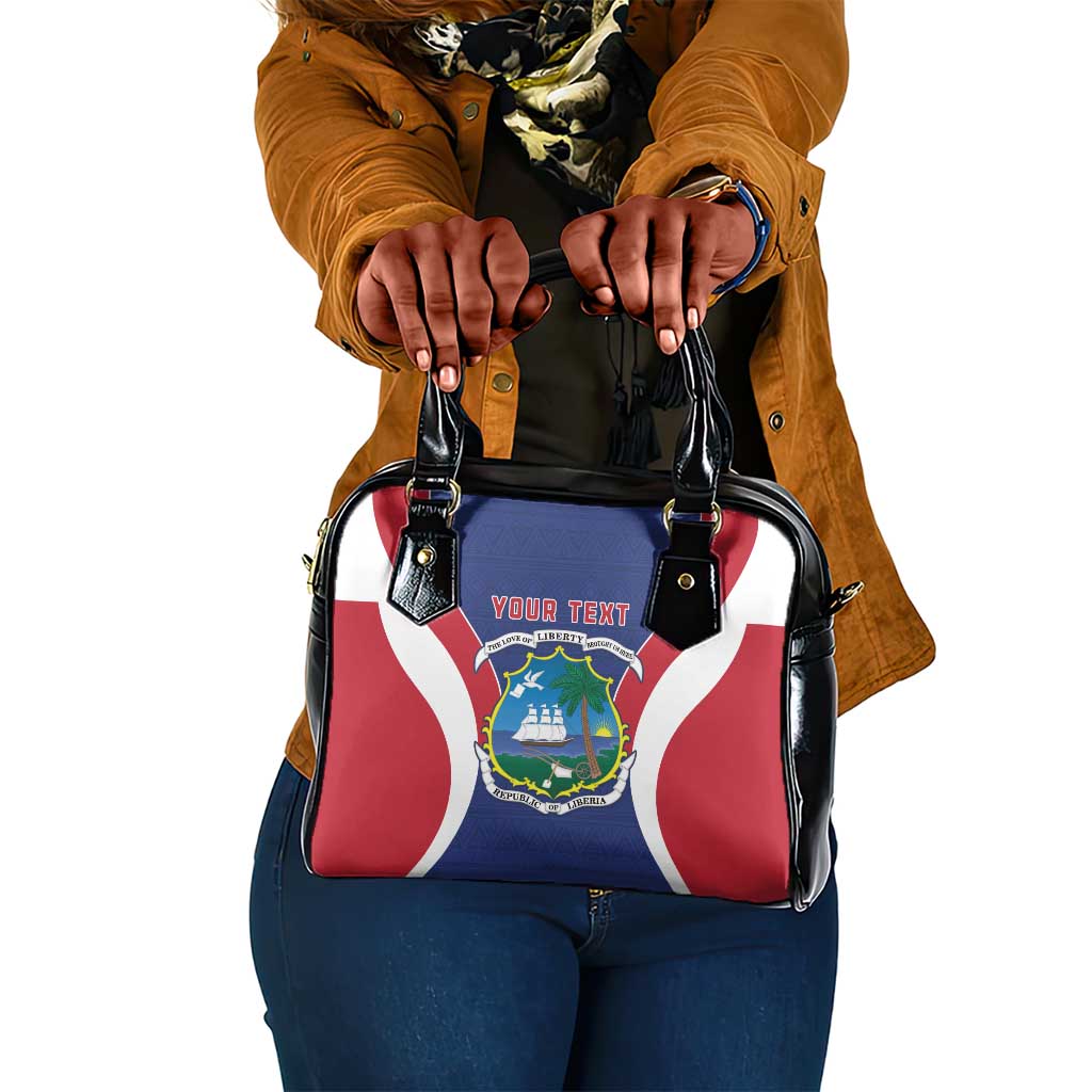 Personalised Afro Liberia Shoulder Handbag Coat Of Arms With Flag Map - African Pattern