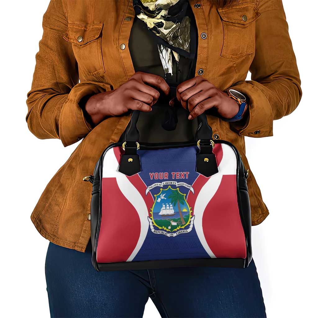 Personalised Afro Liberia Shoulder Handbag Coat Of Arms With Flag Map - African Pattern