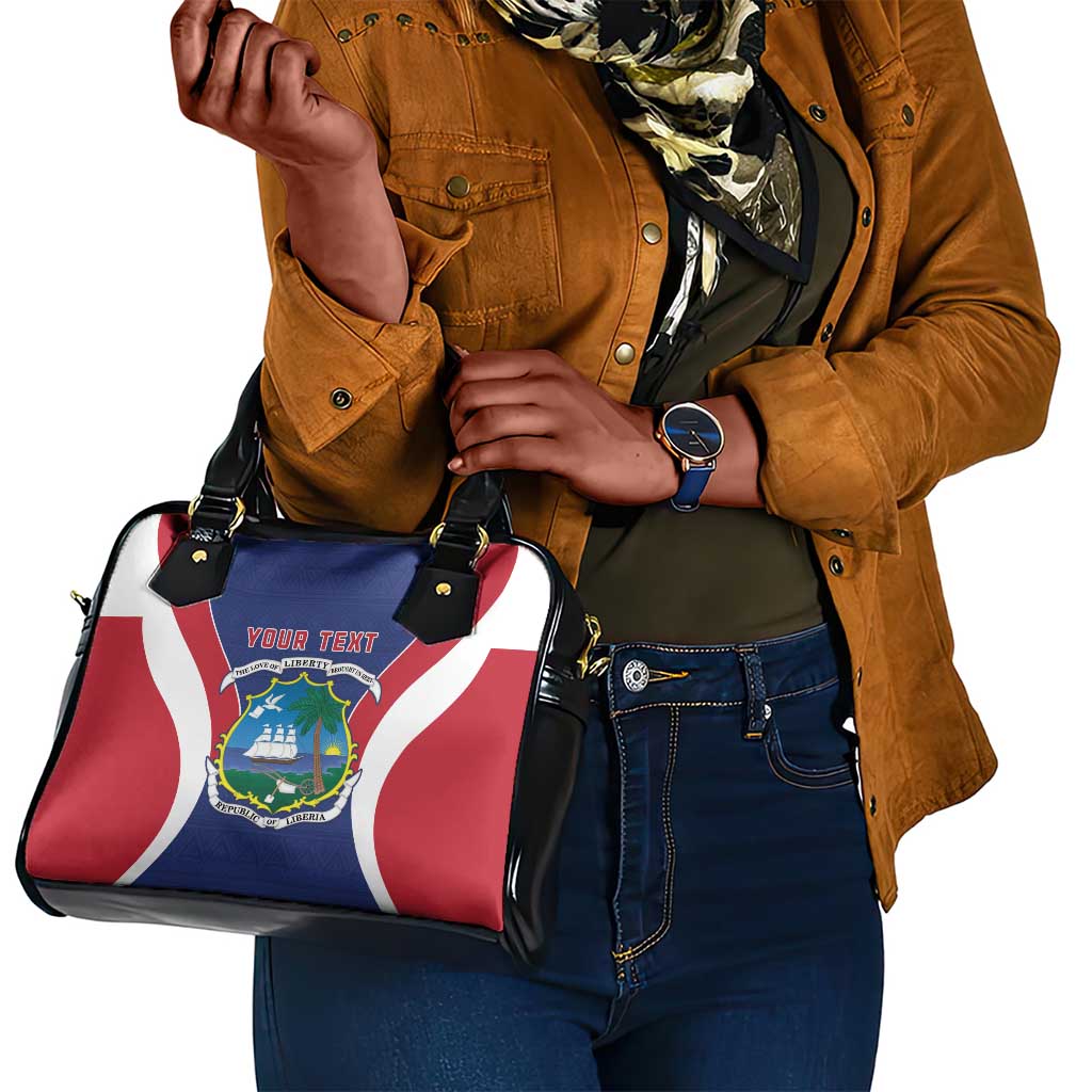 Personalised Afro Liberia Shoulder Handbag Coat Of Arms With Flag Map - African Pattern