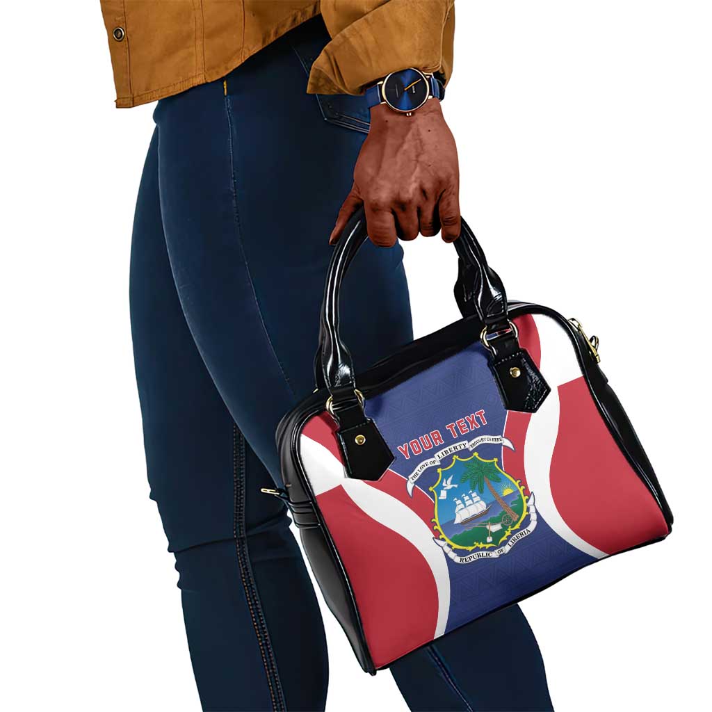 Personalised Afro Liberia Shoulder Handbag Coat Of Arms With Flag Map - African Pattern