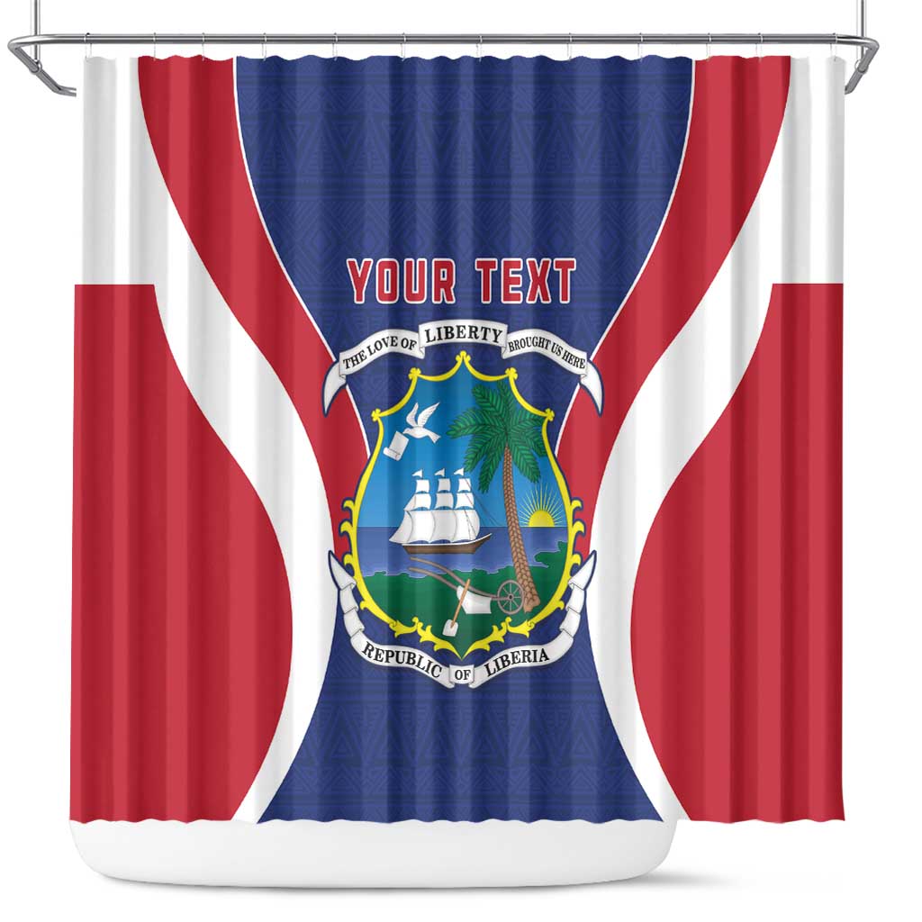 Personalised Afro Liberia Shower Curtain Coat Of Arms With Flag Map - African Pattern