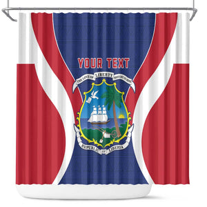 Personalised Afro Liberia Shower Curtain Coat Of Arms With Flag Map - African Pattern