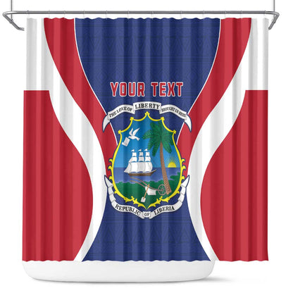 Personalised Afro Liberia Shower Curtain Coat Of Arms With Flag Map - African Pattern