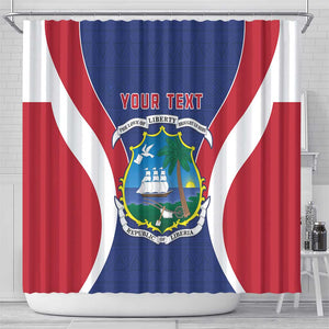 Personalised Afro Liberia Shower Curtain Coat Of Arms With Flag Map - African Pattern