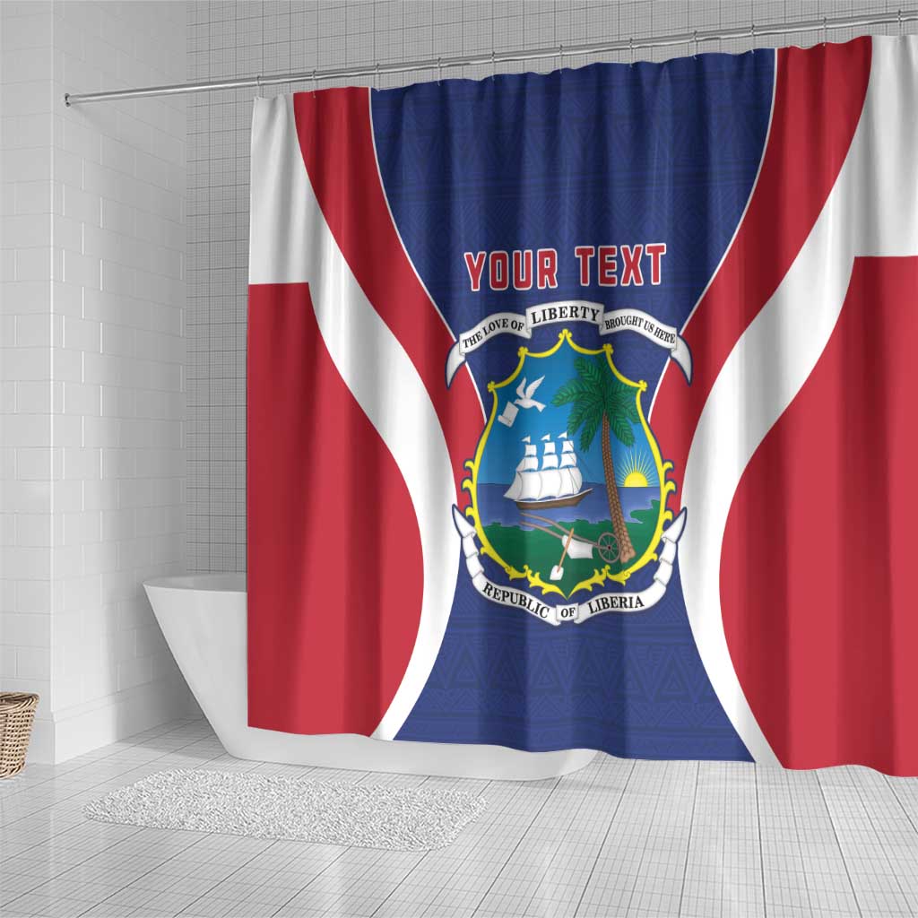 Personalised Afro Liberia Shower Curtain Coat Of Arms With Flag Map - African Pattern