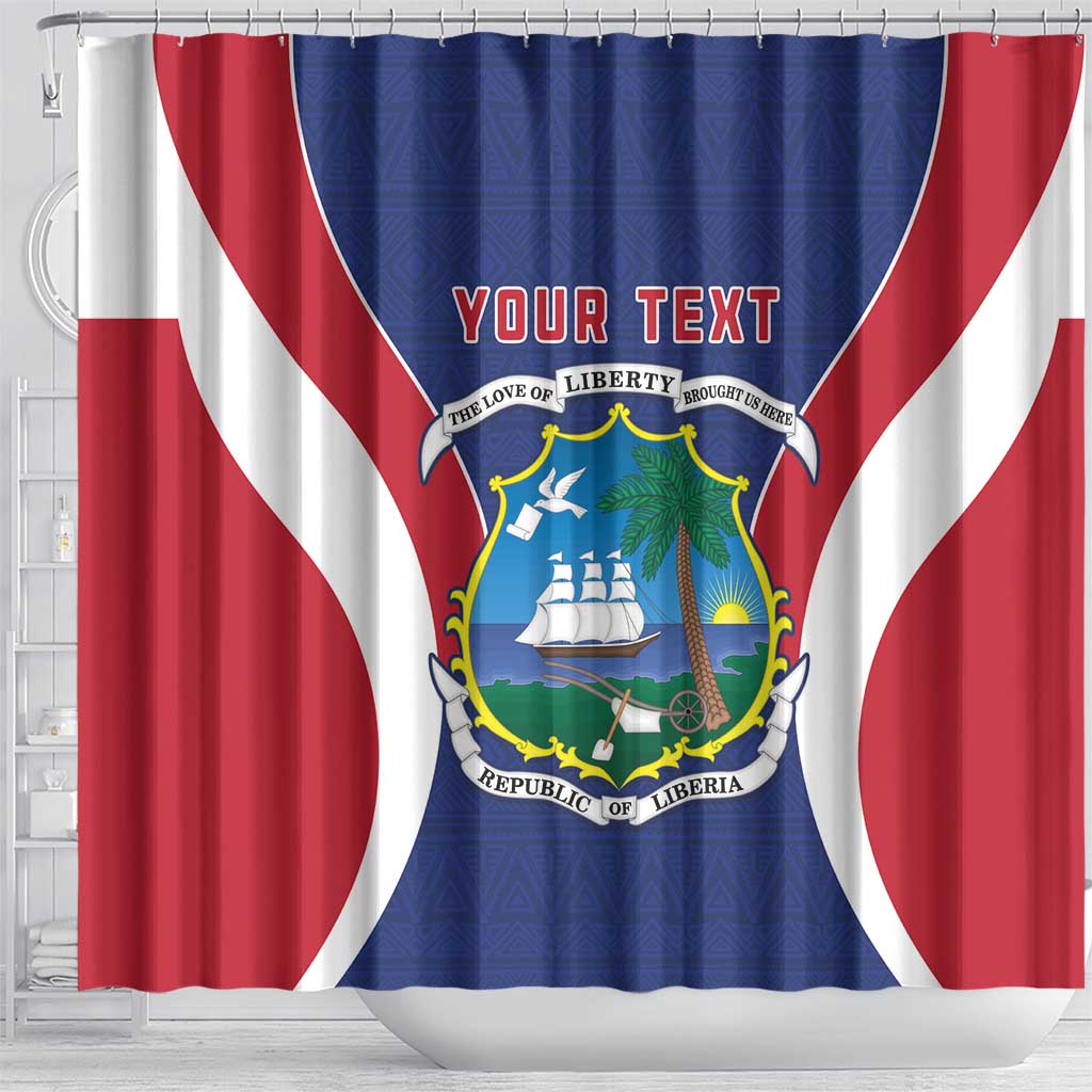Personalised Afro Liberia Shower Curtain Coat Of Arms With Flag Map - African Pattern