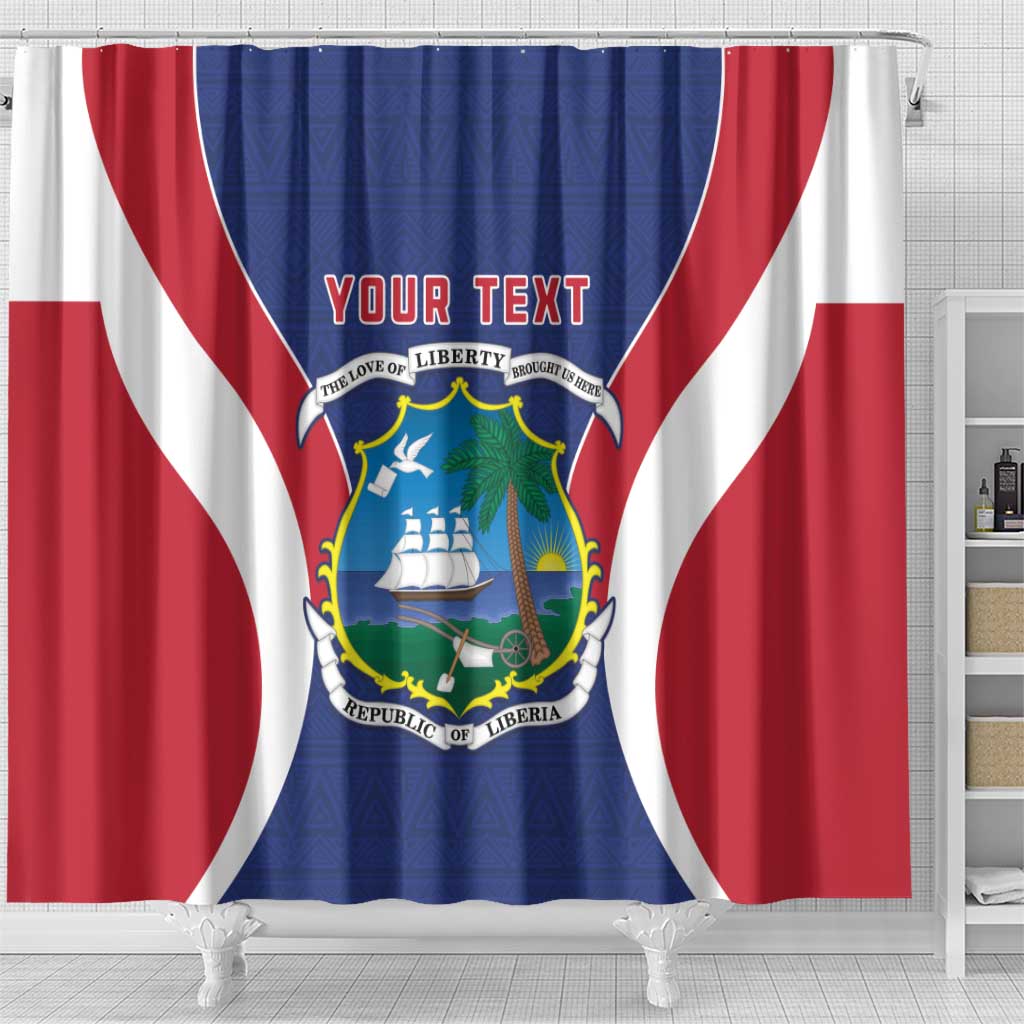 Personalised Afro Liberia Shower Curtain Coat Of Arms With Flag Map - African Pattern