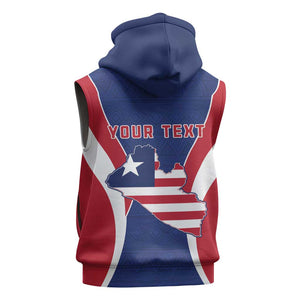 Personalised Afro Liberia Sleeveless Zip Hoodie Coat Of Arms With Flag Map - African Pattern - African Pride