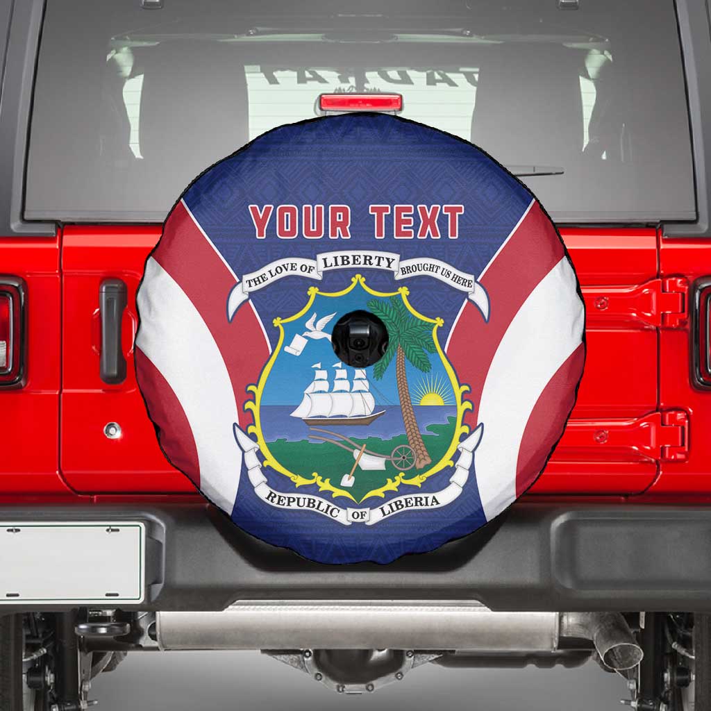 Personalised Afro Liberia Spare Tire Cover Coat Of Arms With Flag Map - African Pattern