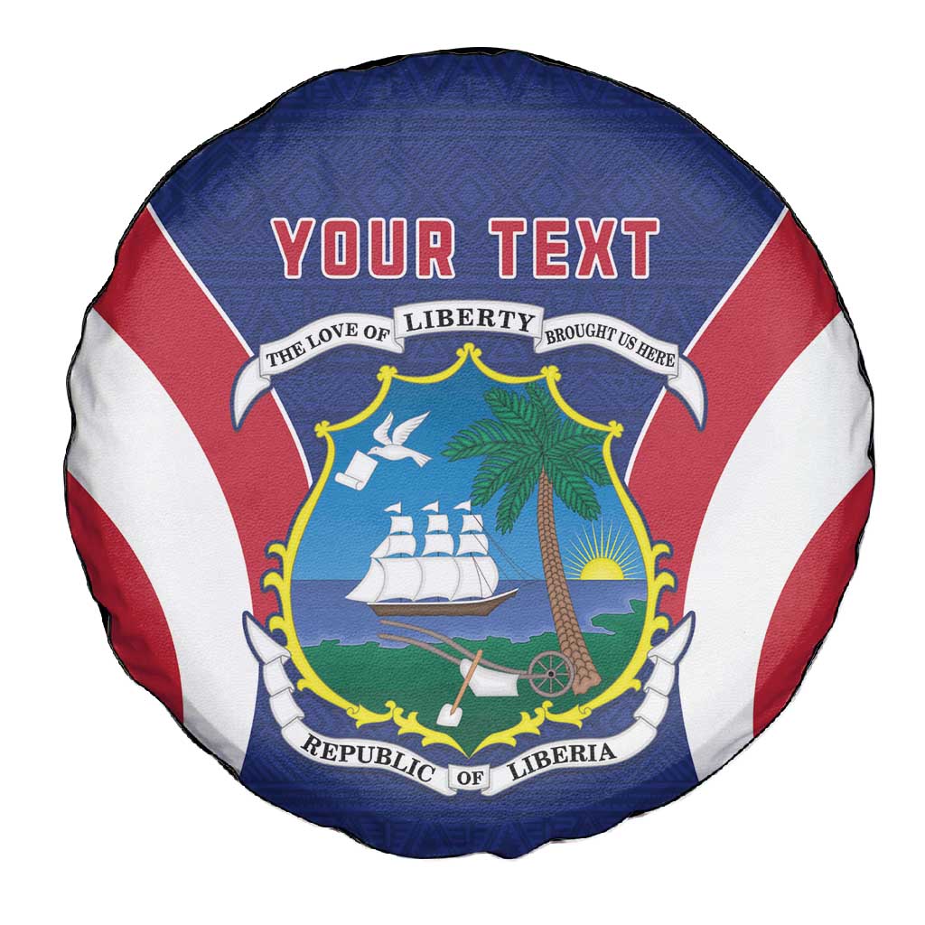 Personalised Afro Liberia Spare Tire Cover Coat Of Arms With Flag Map - African Pattern