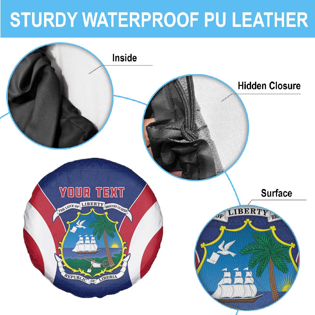 Personalised Afro Liberia Spare Tire Cover Coat Of Arms With Flag Map - African Pattern
