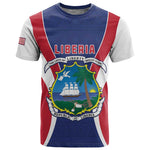 Personalised Afro Liberia T shirt Coat Of Arms With Flag Map - African Pattern