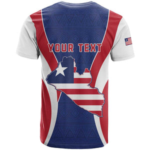 Personalised Afro Liberia T shirt Coat Of Arms With Flag Map - African Pattern